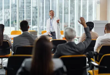 picture of a doctor answering questions