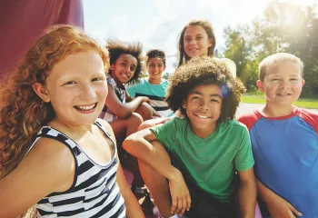 Multicultural kids hanging out