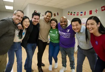 diverse group of people smiling 