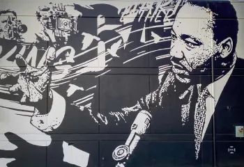 MLK Jr. mural of him giving a speech