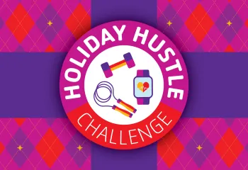 Holiday Hustle Logo on a backdrop of present wrapping