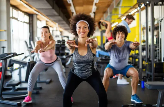 diverse group exercise class