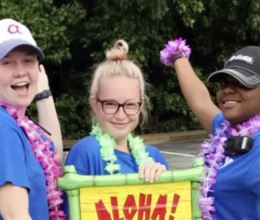 YMCA employees at a Luau