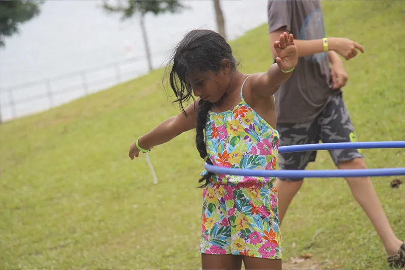 Girl hula hooping