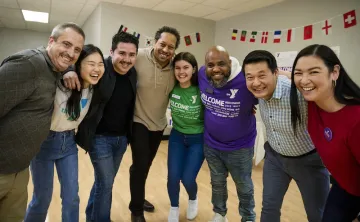 diverse group of people smiling 
