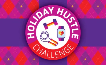 Holiday Hustle Logo on a backdrop of present wrapping